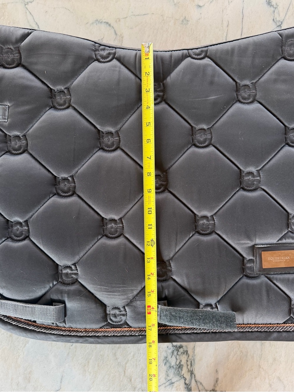 Equestrian Stockholm Quilted Saddle Pad in Dark Grey with Rose Gold Trim - Picture 6 of 14
